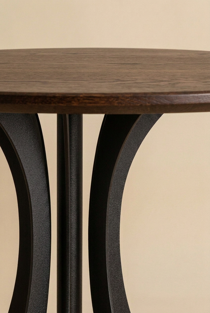 Table Fibonacci - Acier noir et bois massif