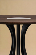 Table Fibonacci - Acier noir et bois massif insert marbre Arabescato