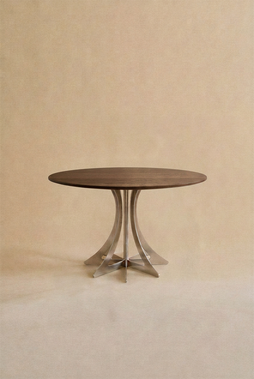 Table Fibonacci - Acier inoxydable et bois massif