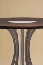 Table Fibonacci - Acier inoxydable et bois massif insert marbre