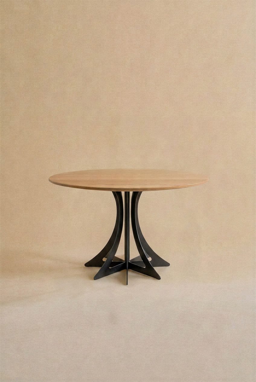 Table Fibonacci - Acier noir et bois massif ‚Äî Chêne naturel