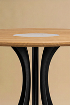 Table Fibonacci - Acier noir et bois massif insert marbre Arabescato