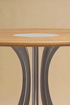 Table Fibonacci - Acier inoxydable et bois massif insert marbre